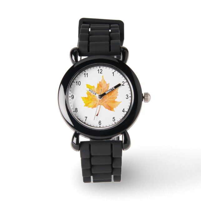 Ahornherbstblatt Armbanduhr (Vorderseite)