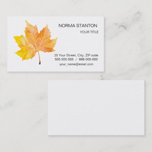 Ahornherbstblatt Visitenkarte (Vorne/Hinten)
