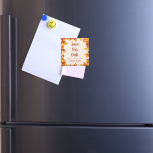 Ahornholz Orange Terrakotta Herbst Save the Date Magnet