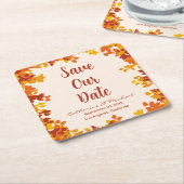 Ahornholz Orange Terrakotta Herbst Save the Date Rechteckiger Pappuntersetzer (angewinkelt)