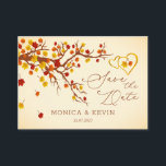 Ahornkarten-Blätter Herz Save the Date Abschlusska Begleitkarte<br><div class="desc">Rote und goldene Herbstkarten und zwei Herzen Hochzeit Speichern Sie die Datumskarten.</div>