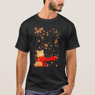 Ahornkatze Blatt Fall Hallo Herbst  Katze Kätzchen T-Shirt