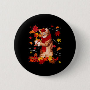 Ahornkatze Herbstmapel Hallo Fall Leaf Geschenk Fr Button