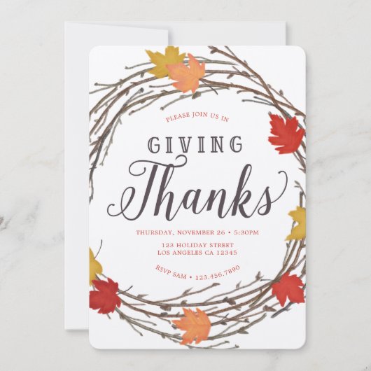 Ahornkraut Erntedank Abendessen Einladung (Vorderseite)