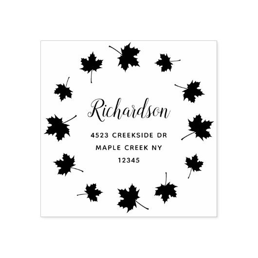 Ahornkreis Blätter individuelle Rücksendeadresse Gummistempel (Prägung)