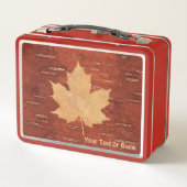 Ahornleaf auf der Birkenrinde Metall Brotdose (Rückseite)