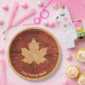 Ahornleaf auf der Birkenrinde Pappteller (Party)