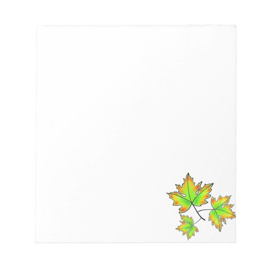 Ahornleaf, botanisch, rot-orangefarbene grüne Blät Notizblock (Vorderseite)