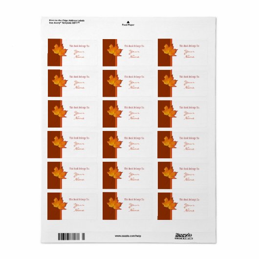 Ahornleaf-Buchzeichen Adressaufkleber (Vorne)