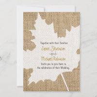 Ahornleaf Burlap Rustikale Hochzeit im Herbst Einl