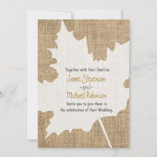 Ahornleaf Burlap Rustikale Hochzeit im Herbst Einl Einladung