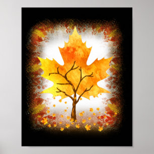 Ahornleaf Herbstbaum Orange Herbstlaube Saison Poster