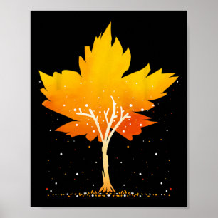 Ahornleaf Herbstbaum Orange Herbstlaube Saison Poster