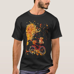 Ahornleaf Herbstkatze Niedliche Katze Auf dem Fahr T-Shirt