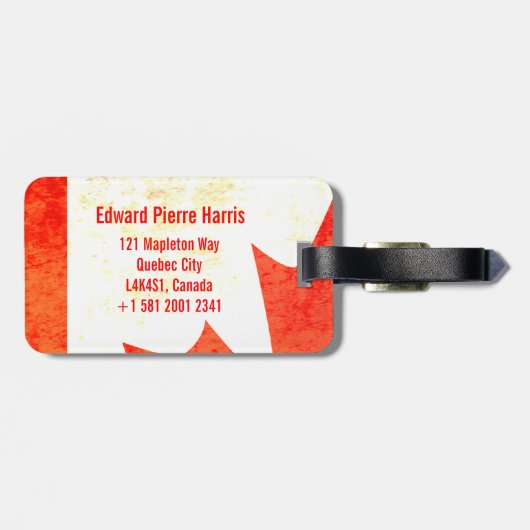 Ahornleaf Kanadische Flagge Gepäckanhänger (Rückseite horizontal)