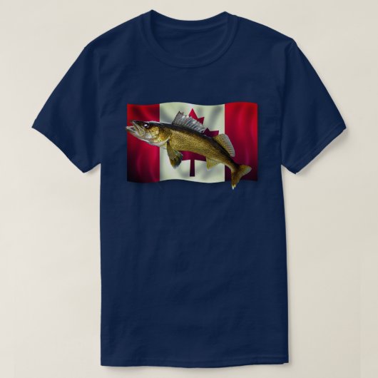 Ahornleaf Kanadische Flagge & Walleye Pike T - Shi T-Shirt (Design vorne)