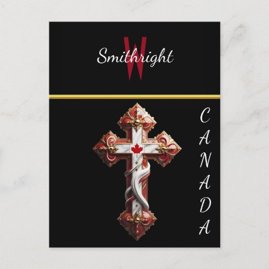 Ahornleaf mit Kreuz besetzt Postkarte (Vorderseite)