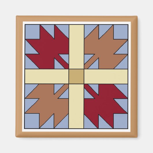 Ahornleaf Quilt Muster Square Magnet (Vorne)