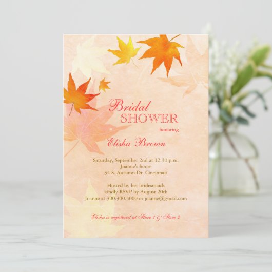 Ahornleaf Rustikales Fall Brautparty Einladung (Stehend Vorderseite)