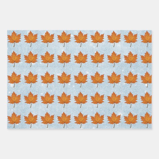 Ahornleaf-Wrapping Paper Flat Sheet Set 3 Geschenkpapier Set (Vorderseite 3)