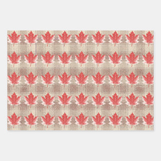Ahornleaf-Wrapping Paper Flat Sheet Set 3 Geschenkpapier Set