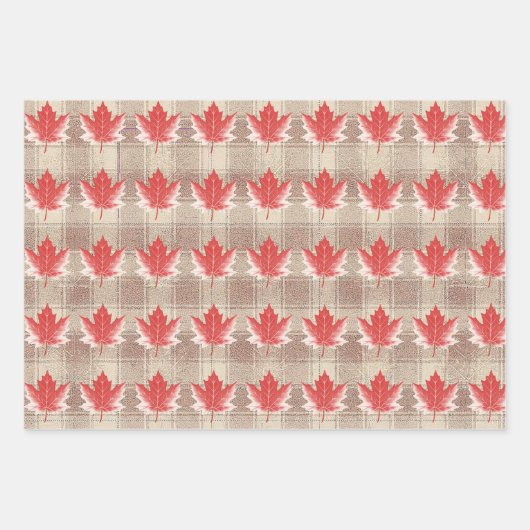 Ahornleaf-Wrapping Paper Flat Sheet Set 3 Geschenkpapier Set (Vorderseite)