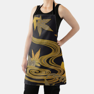 Ahornleder und fließendes Wasser, japanisches Desi Schürze