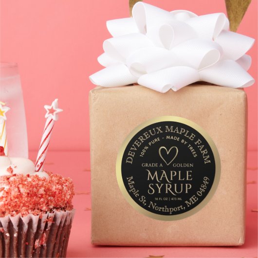 Ahornsirup 100% Reinheit hergestellt von Trees Gol Runder Aufkleber (Party)