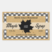 Ahornsirup Black Buffalo Karo Leaf Kraft Papier Rechteckiger Aufkleber (Vorderseite)