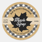Ahornsirup Black Leaf Buffalo Kariert Kraft Runder Aufkleber (Vorderseite)