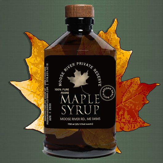 Ahornsirup Black mit Gold Leaf Quadratischer Aufkleber