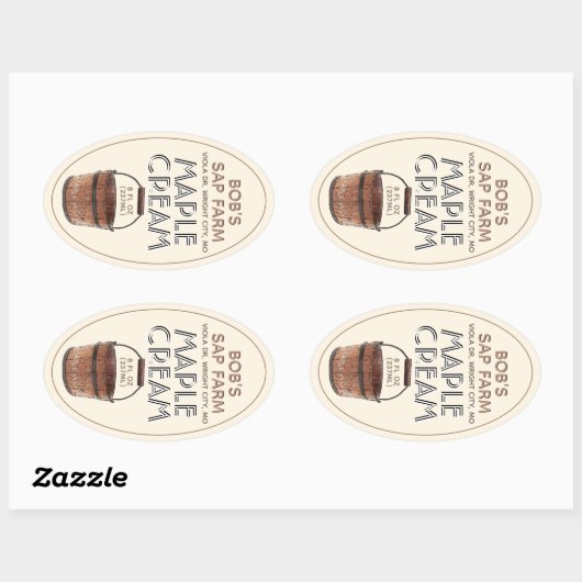 Ahornsirup-Creme-Süßzucker-Etikett mit Eimer Ovaler Aufkleber (Blatt)