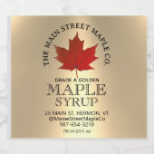 Ahornsirup-Etikett auf Gold Alkoholflaschenetikett (Einzelnes Label)