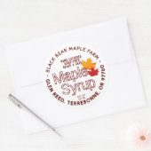 Ahornsirup-Etikett aus Holz mit Ahorn-Blätter Runder Aufkleber (Umschlag)