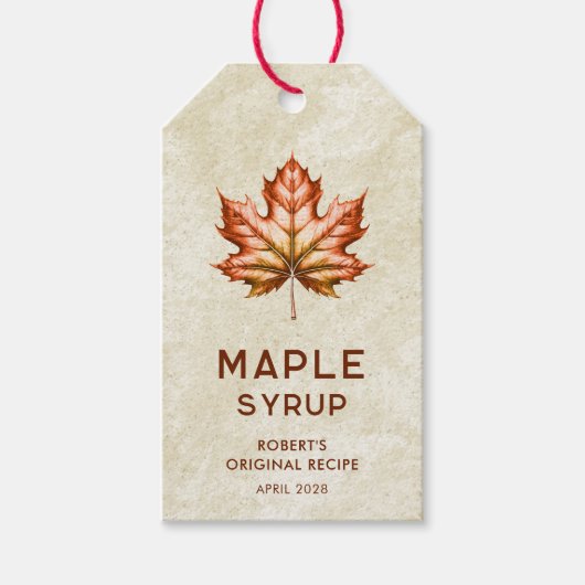 Ahornsirup-Etikett mit Blatt Geschenkanhänger (Vorderseite)