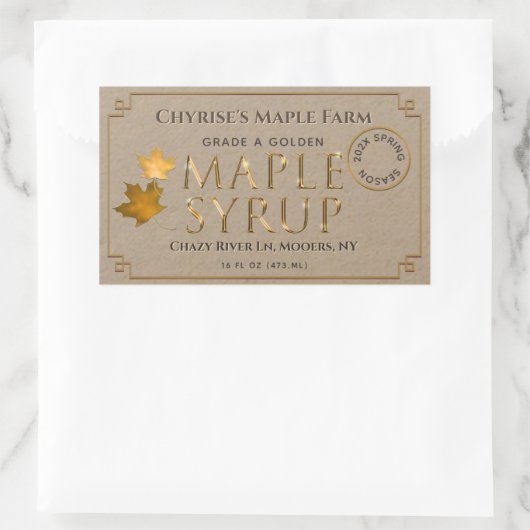Ahornsirup-Etikett mit Blätter und Datum Rechteckiger Aufkleber (Tasche)