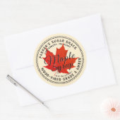 Ahornsirup-Etikett mit holzbefeuerten Ahornblätter Runder Aufkleber (Umschlag)