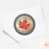 Ahornsirup-Etikett mit holzbefeuerten Ahornblätter Runder Aufkleber (Umschlag)