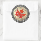 Ahornsirup-Etikett mit holzbefeuerten Ahornblätter Runder Aufkleber (Tasche)