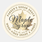 Ahornsirup-Etikett mit holzbefeuerten Ahornsirup-E Runder Aufkleber (Vorderseite)