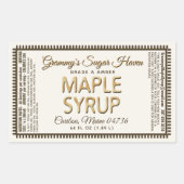 Ahornsirup-Etikett mit Nährwertangaben Elfenbein Rechteckiger Aufkleber (Vorderseite)