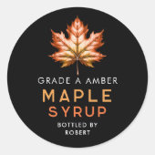 Ahornsirup-Etikett mit rotem Blatt Runder Aufkleber (Vorderseite)