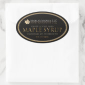 Ahornsirup-Etikett Oval Gold-Blatt auf schwarz Ovaler Aufkleber (Tasche)