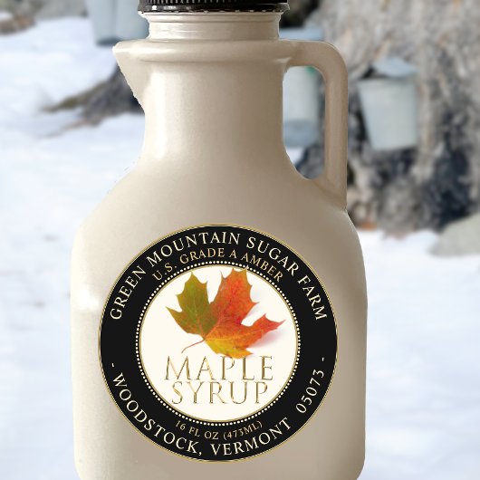 Ahornsirup farbenfrohe Ahornleaf gepunktete Grenze Runder Aufkleber