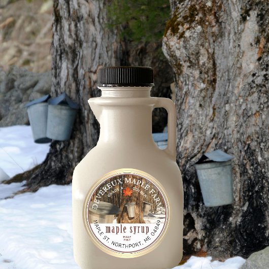 Ahornsirup Gestochen Bäume Ahornblättriger Goldran Runder Aufkleber