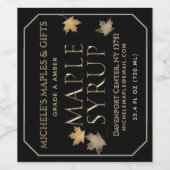 Ahornsirup, Gold und Schwarz (3,5" x 4") Weinetikett (Einzelnes Label)