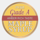 Ahornsirup-Grade für das leere Etikett Goldgrenze Runder Aufkleber (Vorderseite)