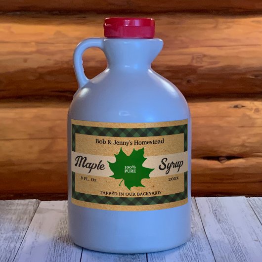 Ahornsirup Green Buffalo Karo Leaf Kraft Papier Rechteckiger Aufkleber