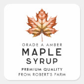 Ahornsirup hausgemachte Rezepte Quadratischer Aufkleber (Vorderseite)