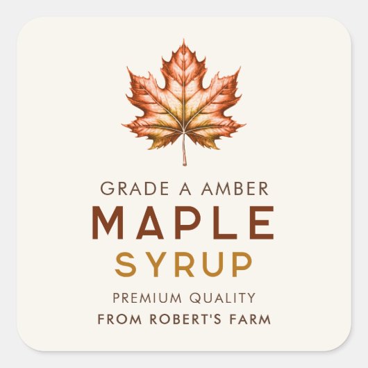 Ahornsirup hausgemachte Rezepte Quadratischer Aufkleber (Vorderseite)